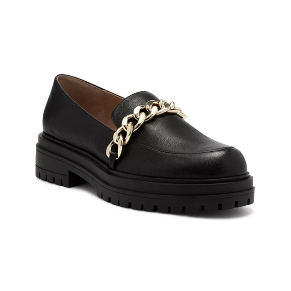 Jessica Simpson Disila Leather Slip-On Loafers Black Size 9